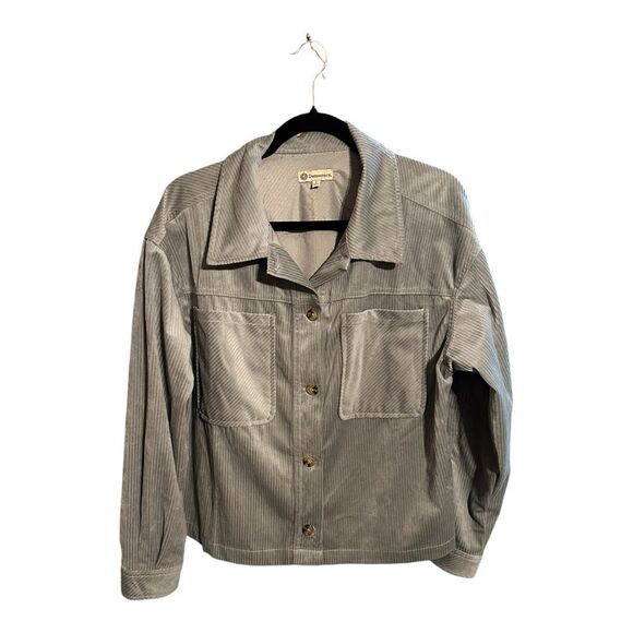 Democracy Women’s Shacket Corduroy Button Up Shirt Sage Oversized Size L - Picture 1 of 5